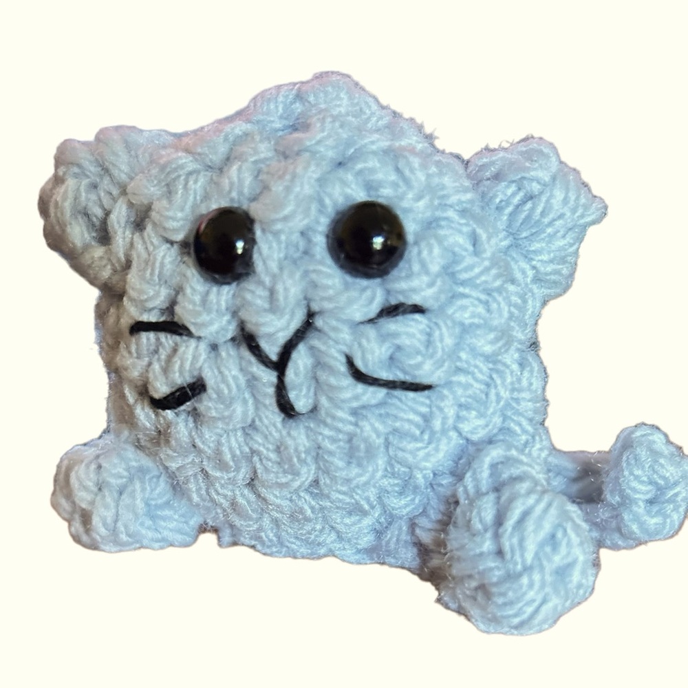 Hand Crafted Cat Amigurumi Colorful Crocheted Sitting Kitty Soft Figurine